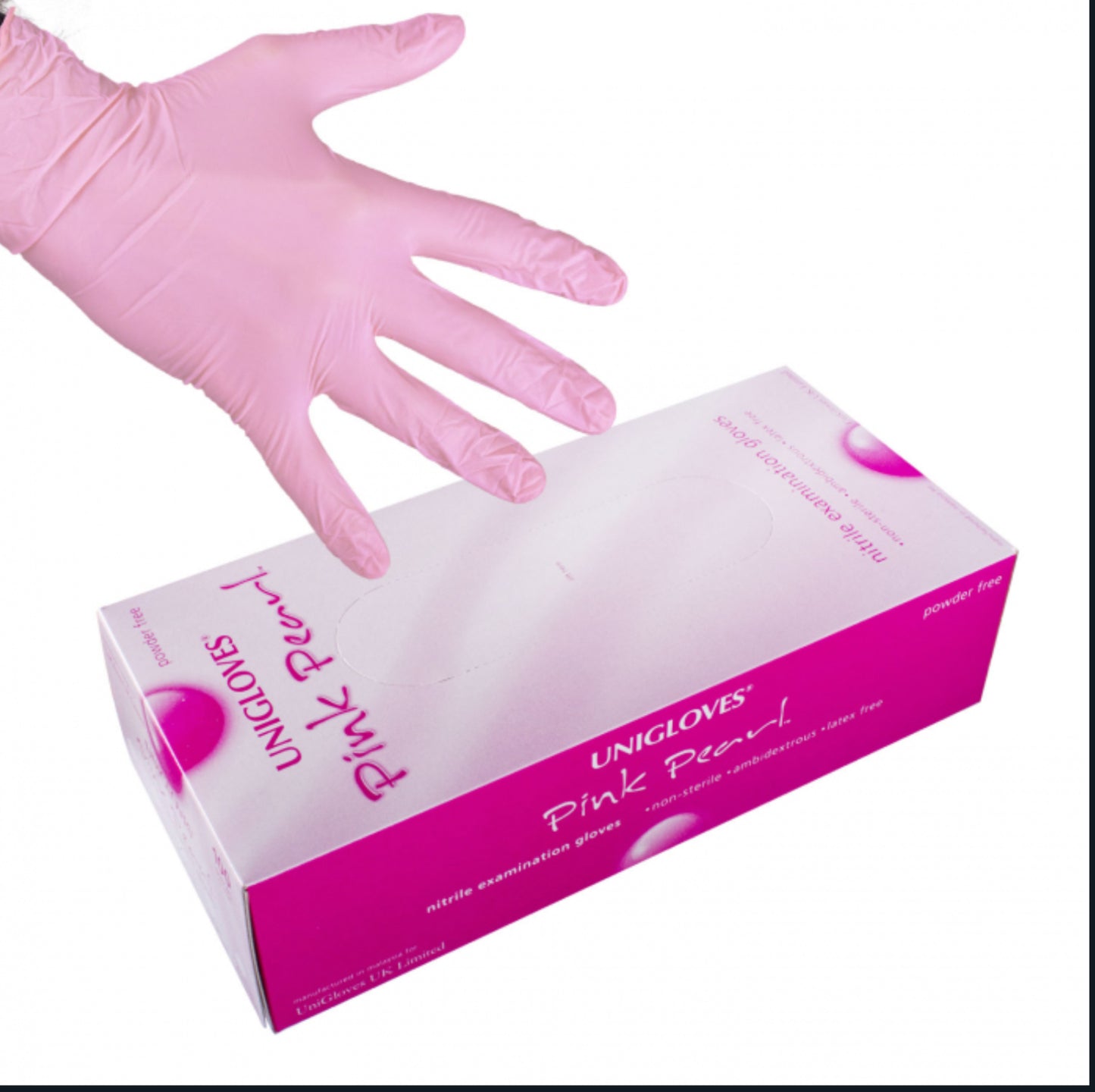 Unigloves pink nitrile gloves box of 100