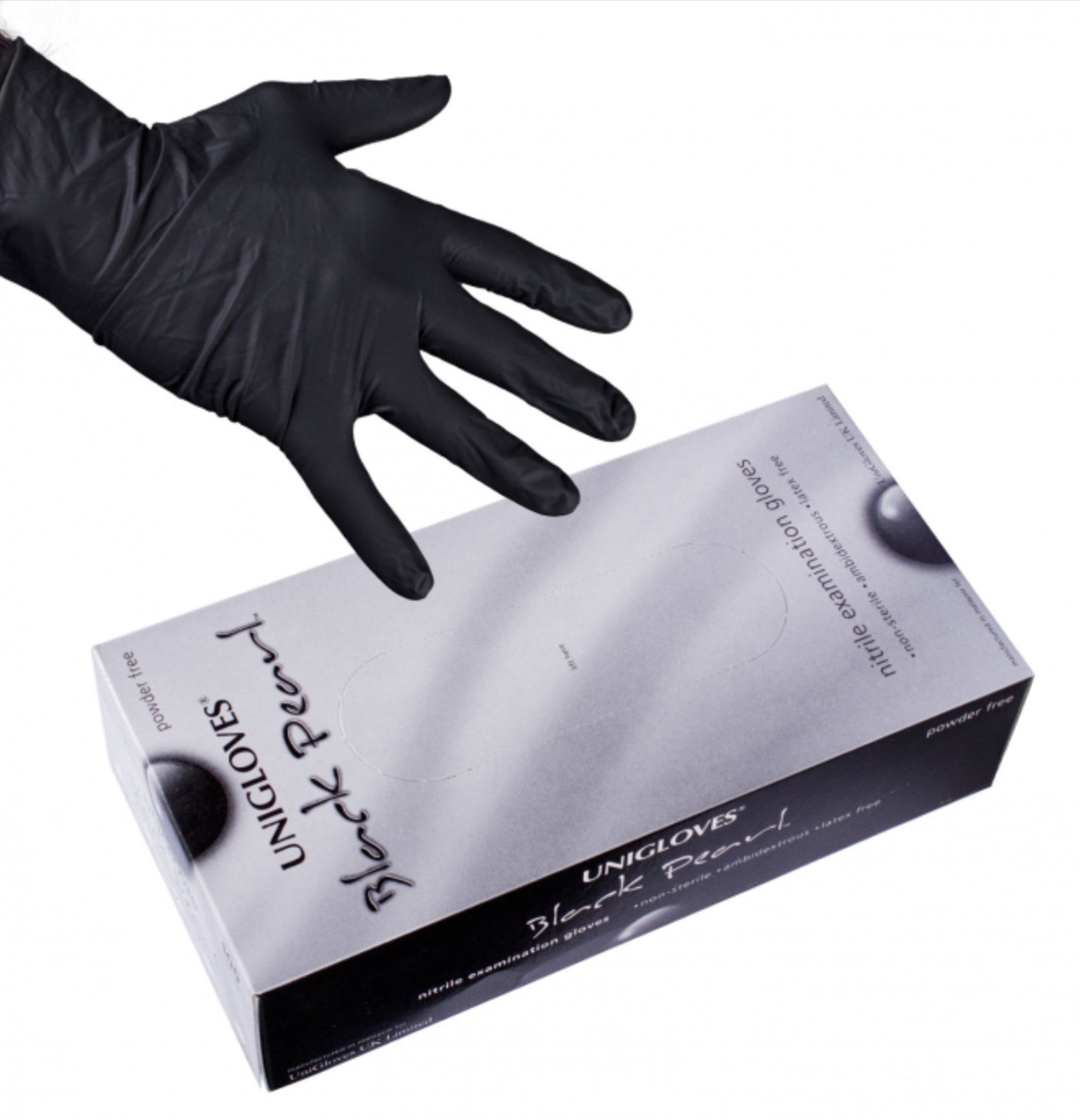 Unigloves black nitrile gloves box of 100