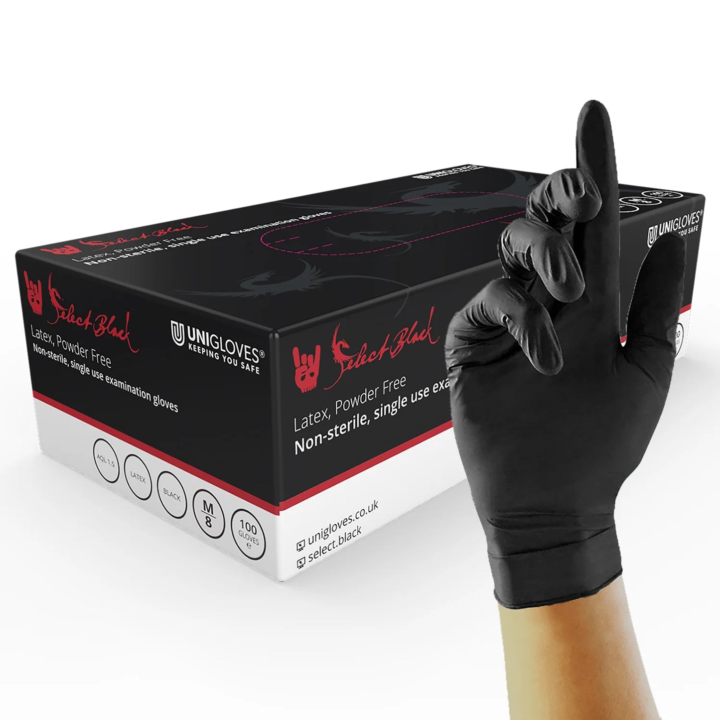 Unigloves black latex box of 100