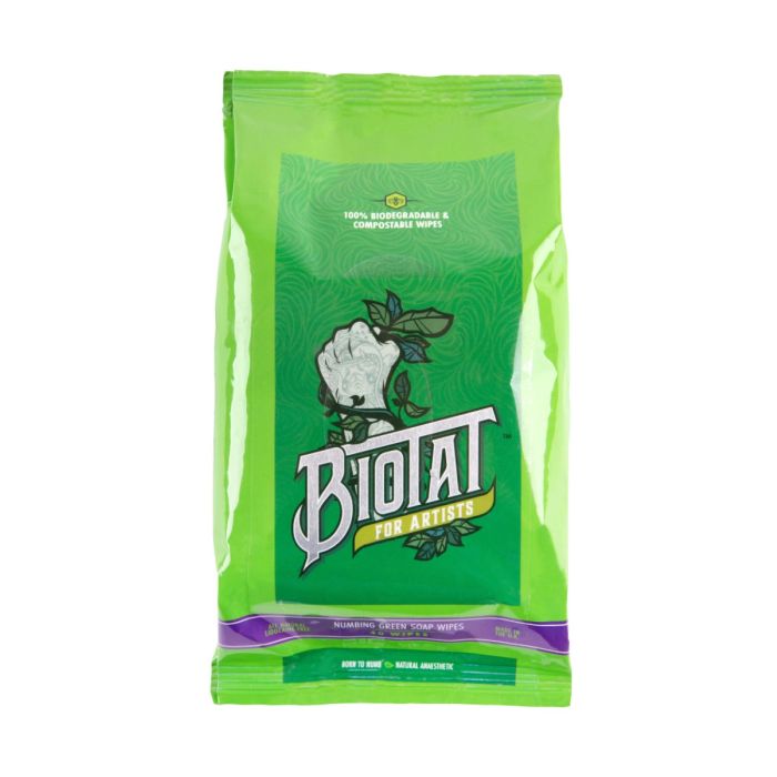 Biotat numbing green soap wipes x40